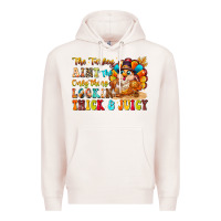 Pale Pink thanksgiving turkey humor Premium Hoodie - CowhideDigitalArt