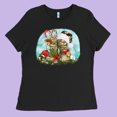 Army Boots Christmas Ladies Tee Designed By Texasbilliewilder