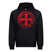 Black Mens Crusader Knight  Knights Templar Cross T  Badge Urban Hoodie - longCreatives