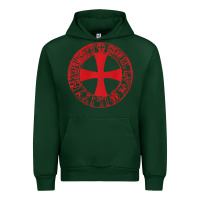 Forest Green Mens Crusader Knight  Knights Templar Cross T  Badge Urban Hoodie - longCreatives