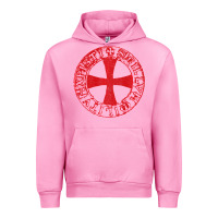 Fuchsia Pink Mens Crusader Knight  Knights Templar Cross T  Badge Urban Hoodie - longCreatives