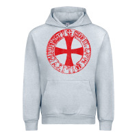 Heather Grey Mens Crusader Knight  Knights Templar Cross T  Badge Urban Hoodie - longCreatives