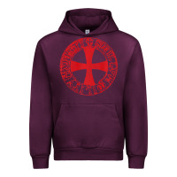 Mauve Wine Mens Crusader Knight  Knights Templar Cross T  Badge Urban Hoodie - longCreatives