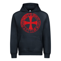 Navy Mens Crusader Knight  Knights Templar Cross T  Badge Urban Hoodie - longCreatives