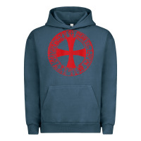 Pigment Midnight Navy Mens Crusader Knight  Knights Templar Cross T  Badge Urban Hoodie - longCreatives