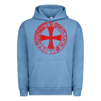 Pigment Pebble Blue Mens Crusader Knight  Knights Templar Cross T  Badge Urban Hoodie - longCreatives