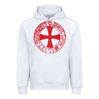 White Mens Crusader Knight  Knights Templar Cross T  Badge Urban Hoodie - longCreatives