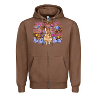 Chestnut easter bunny egg leopard background Zipper Hoodie - Artiststas