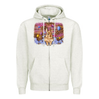 Oatmeal Heather easter bunny egg leopard background Zipper Hoodie - Artiststas