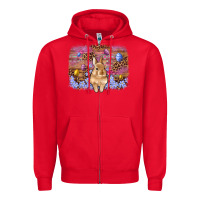 Red easter bunny egg leopard background Zipper Hoodie - Artiststas