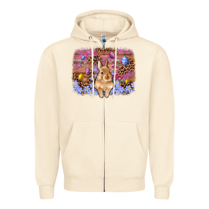 Easter Bunny Egg Leopard Background Zipper Hoodie by Artiststas | Teevron