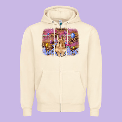 Easter Bunny Egg Leopard Background Zipper Hoodie Designed By Artiststas