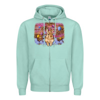 Seafoam easter bunny egg leopard background Zipper Hoodie - Artiststas