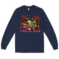 Navy Cinco de mayo rainbow Long Sleeve Tee - FaDigitalArtStudio