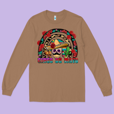 Cinco De Mayo Rainbow Long Sleeve Tee Designed By Fadigitalartstudio