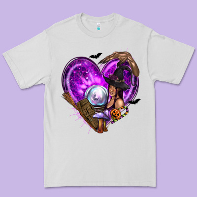 Halloween Heart With Witch Premium Tee Designed By Texasbilliewilder