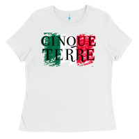 White cinque terre italy travel distressed t shirt Ladies Tee - longCreatives