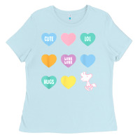 Baby Blue peanuts valentine candy heart Ladies Tee - longCreatives