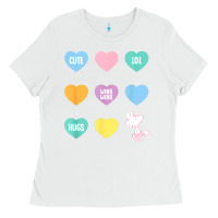 White peanuts valentine candy heart Ladies Tee - longCreatives