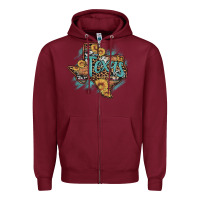 Burgundy leopard cowhide sunflower texas map Zipper Hoodie - Artiststas
