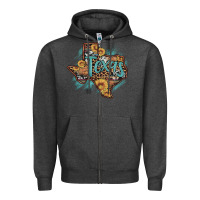 Charcoal Heather leopard cowhide sunflower texas map Zipper Hoodie - Artiststas