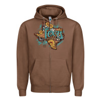 Chestnut leopard cowhide sunflower texas map Zipper Hoodie - Artiststas