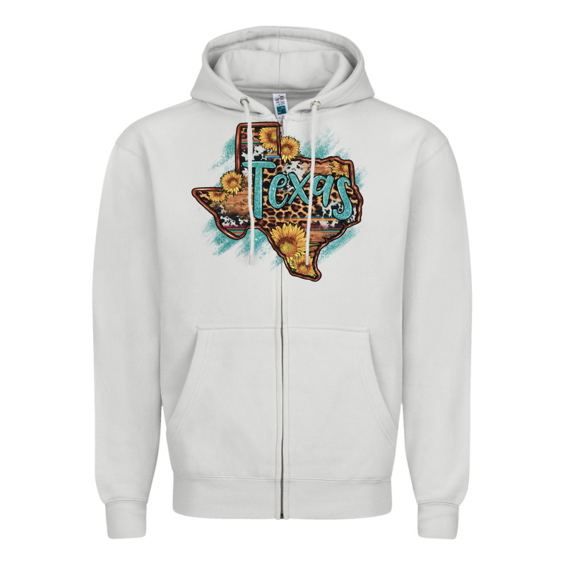 Leopard Cowhide Sunflower Texas Map Zipper Hoodie by Artiststas | Teevron