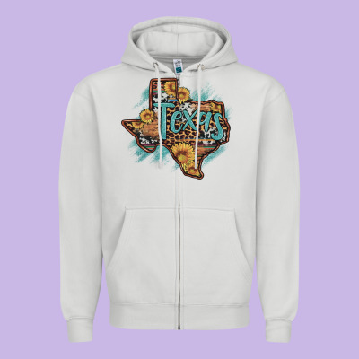 Leopard Cowhide Sunflower Texas Map Zipper Hoodie Designed By Artiststas