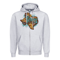 Heather Grey leopard cowhide sunflower texas map Zipper Hoodie - Artiststas