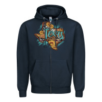 Navy leopard cowhide sunflower texas map Zipper Hoodie - Artiststas