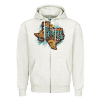 Oatmeal Heather leopard cowhide sunflower texas map Zipper Hoodie - Artiststas