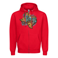 Red leopard cowhide sunflower texas map Zipper Hoodie - Artiststas