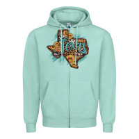 Seafoam leopard cowhide sunflower texas map Zipper Hoodie - Artiststas