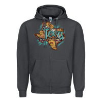 Smoke leopard cowhide sunflower texas map Zipper Hoodie - Artiststas