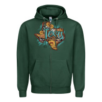 Sports Green leopard cowhide sunflower texas map Zipper Hoodie - Artiststas