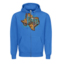 True Royal leopard cowhide sunflower texas map Zipper Hoodie - Artiststas