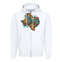 White leopard cowhide sunflower texas map Zipper Hoodie - Artiststas