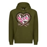 Army Green western cowhide heart Premium Hoodie - CowhideDigitalArt