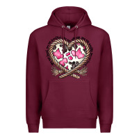 Burgundy western cowhide heart Premium Hoodie - CowhideDigitalArt