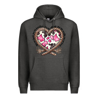 Charcoal Heather western cowhide heart Premium Hoodie - CowhideDigitalArt