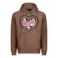 Chestnut western cowhide heart Premium Hoodie - CowhideDigitalArt
