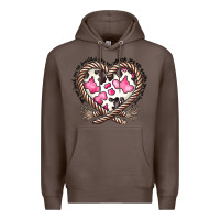 Coffee western cowhide heart Premium Hoodie - CowhideDigitalArt