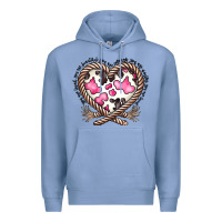 Colony Blue western cowhide heart Premium Hoodie - CowhideDigitalArt