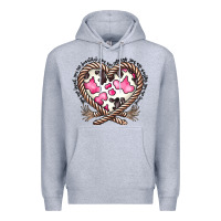 Heather Grey western cowhide heart Premium Hoodie - CowhideDigitalArt