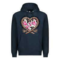 Navy western cowhide heart Premium Hoodie - CowhideDigitalArt
