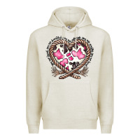 Oatmeal Heather western cowhide heart Premium Hoodie - CowhideDigitalArt