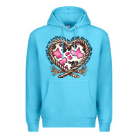 Ocean Blue western cowhide heart Premium Hoodie - CowhideDigitalArt