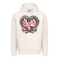 Pale Pink western cowhide heart Premium Hoodie - CowhideDigitalArt