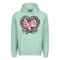 Seafoam western cowhide heart Premium Hoodie - CowhideDigitalArt
