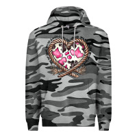 Slate Camo western cowhide heart Premium Hoodie - CowhideDigitalArt